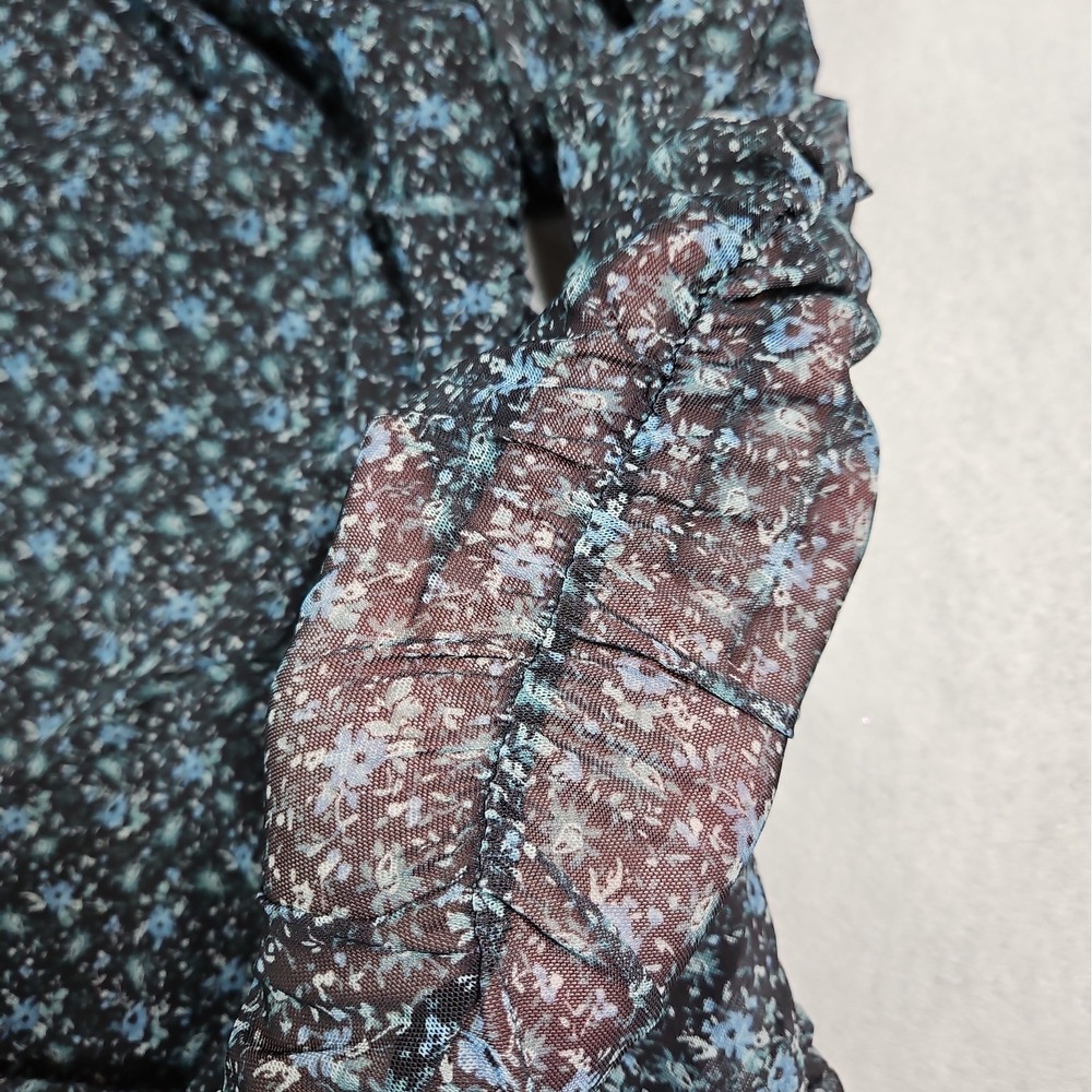 Hollister Womens Black Blue Floral Long Sleeve Mini Dress Size XL - Picture 7 of 11